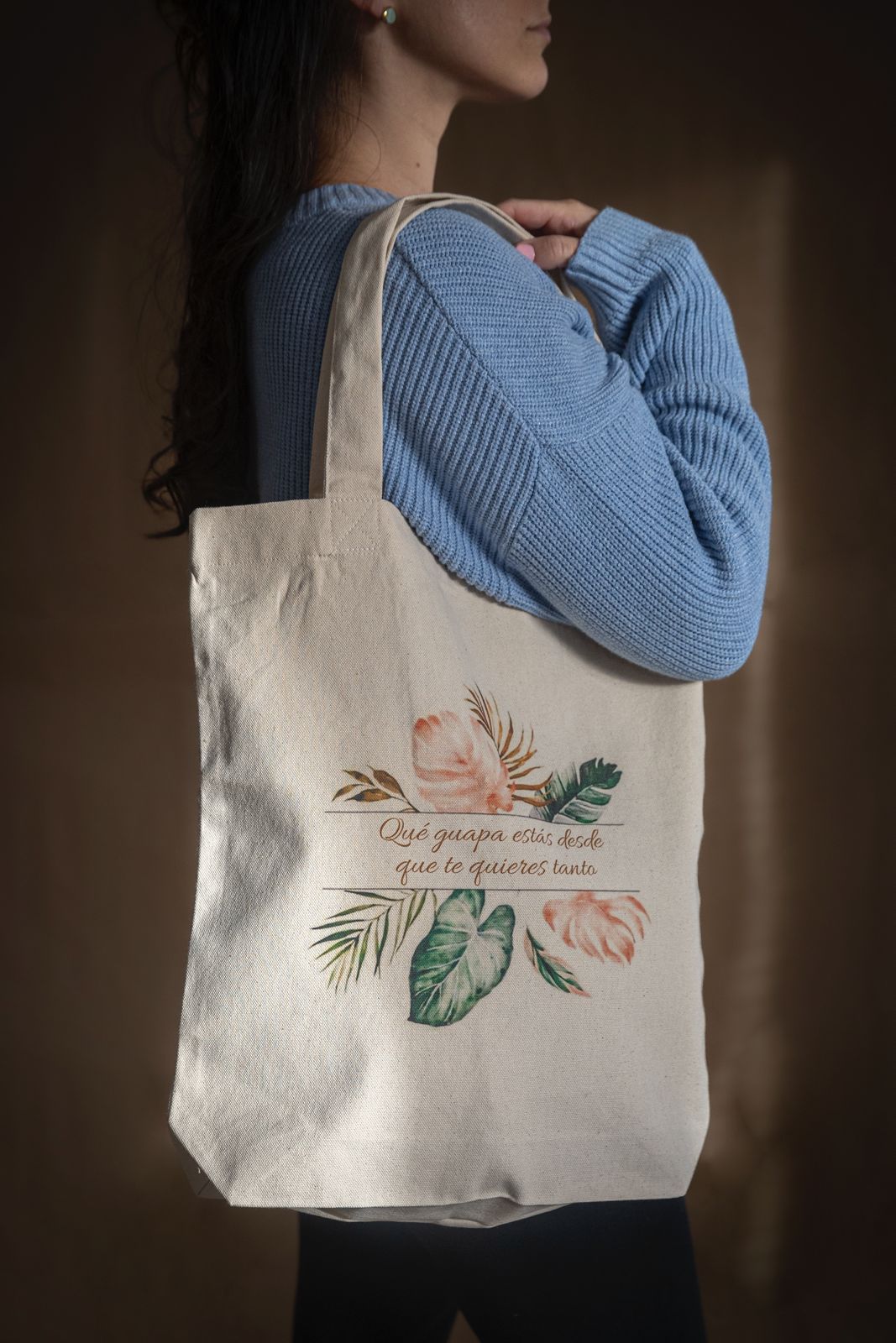 Bolsa de tela con asas "Qué guapa estás desde que te quieres tanto"