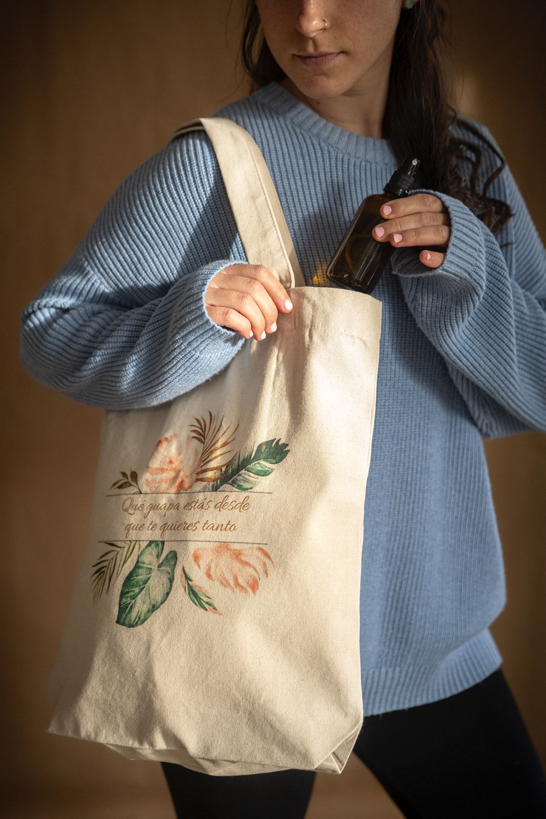 Bolsa de tela con asas "Qué guapa estás desde que te quieres tanto"