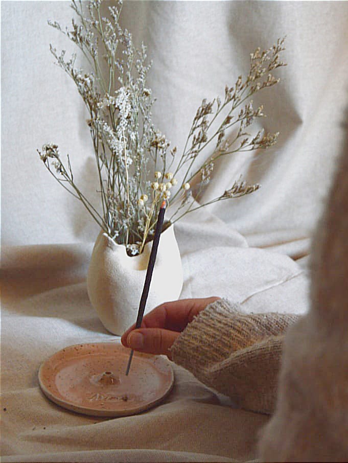 Porta incienso cerámica rosa - CORAL