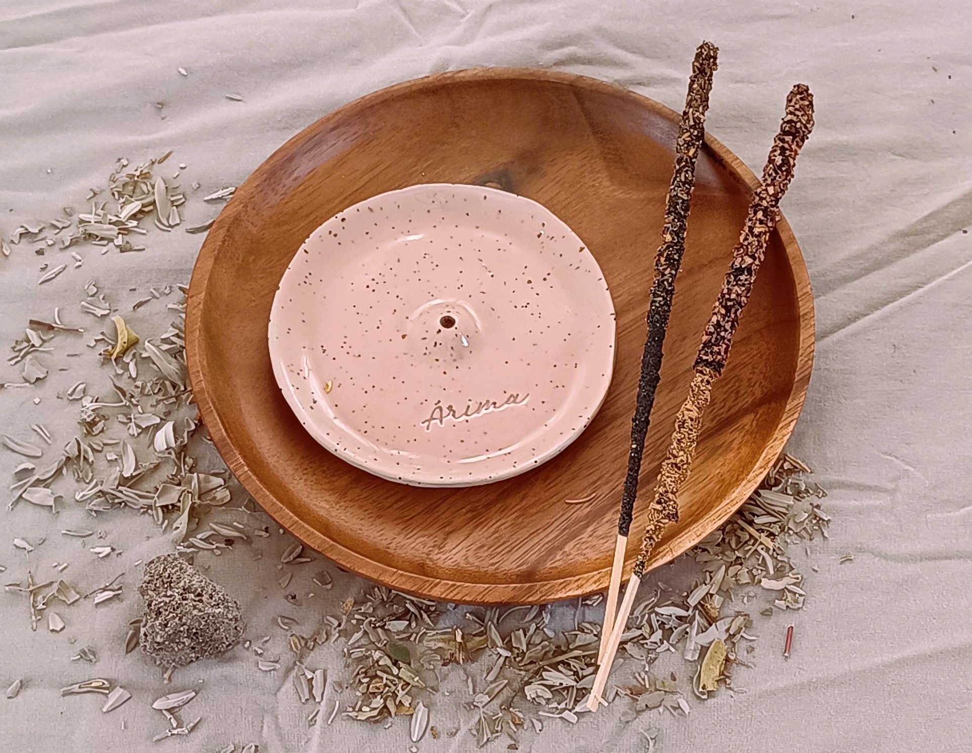 Porta incienso cerámica rosa - CORAL