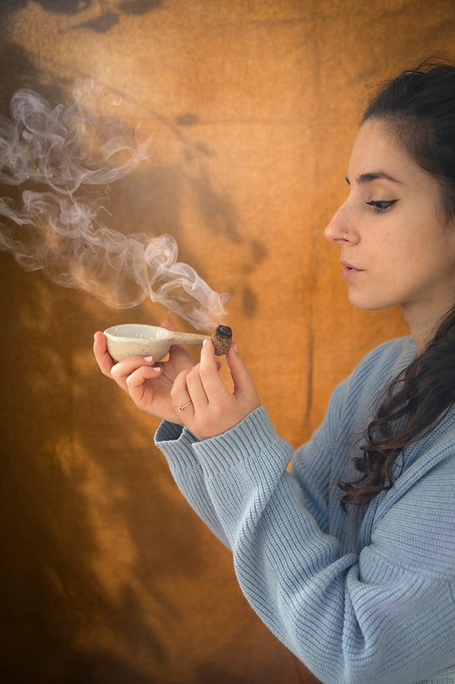 Sahumador de cerámica blanco - VEGA