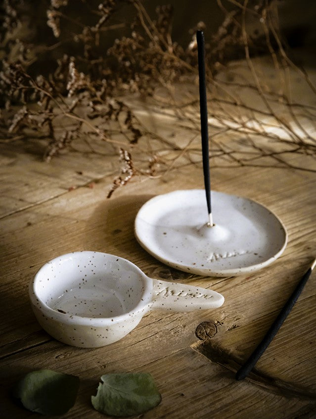 Porta incienso cerámica blanco - VEGA