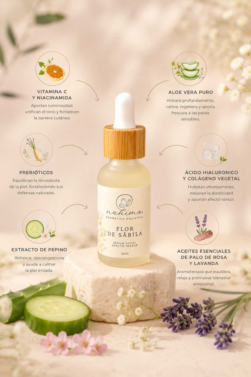 Flor de Sábila · Sérum iluminador y reafirmante