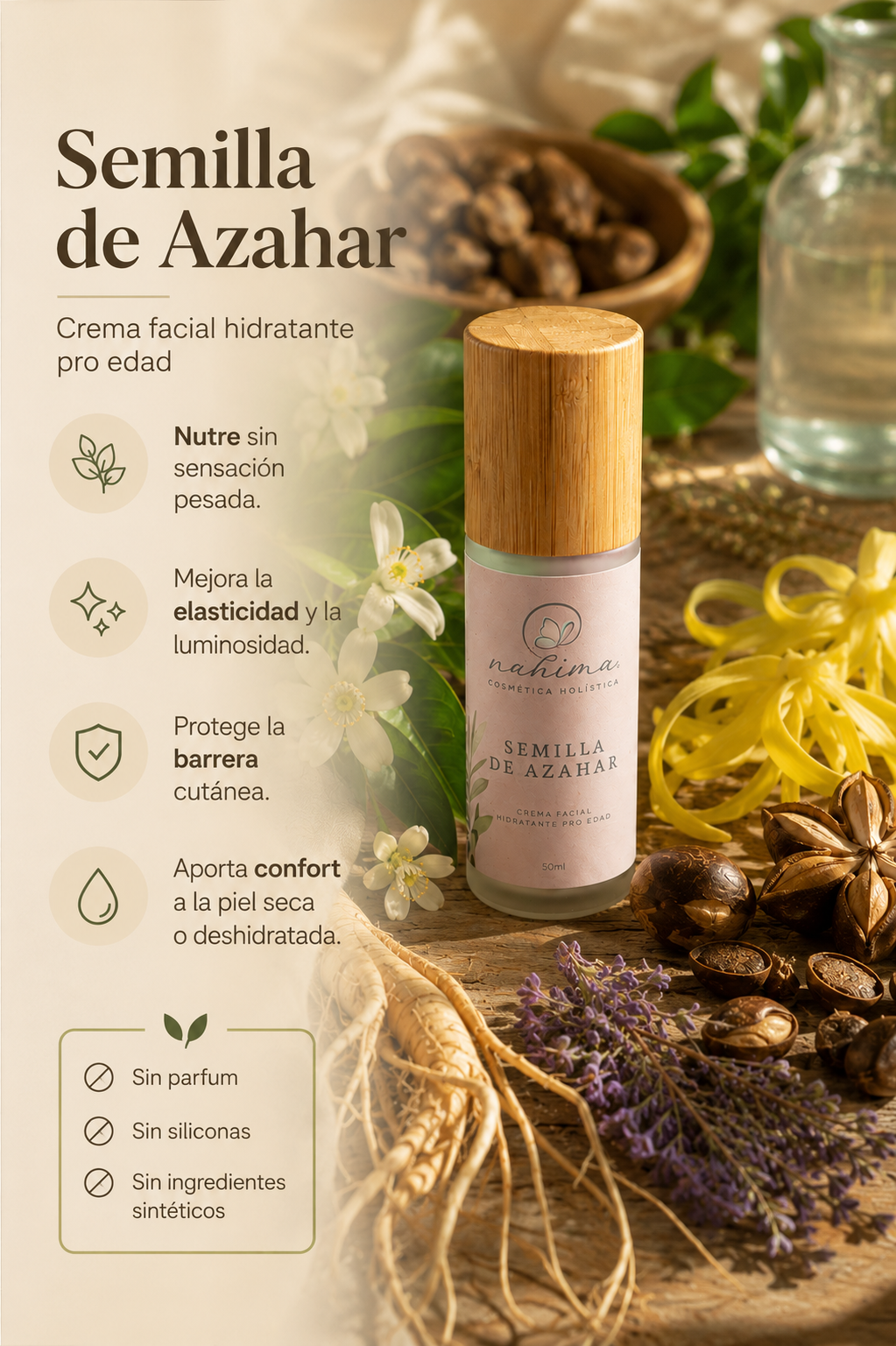 Semilla de Azahar · Crema facial hidratante y antioxidante
